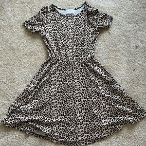 Women's French Grey Cheetah Print Skater Dress